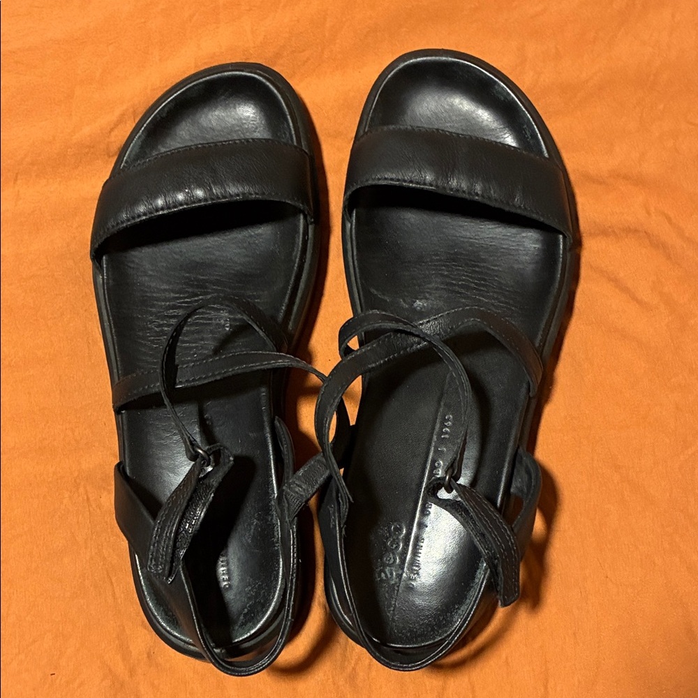 Ecco Black Leather Sandals European size 38